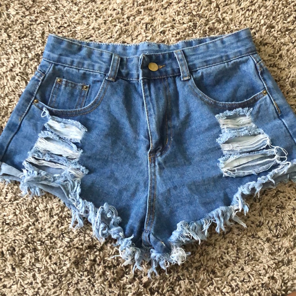 Sexy Blue denim cut out shorts